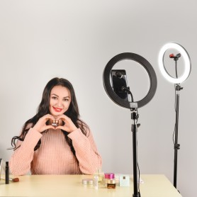 Selfie sur pied avec anneau lumineux et support téléphone RL10 Wi Light