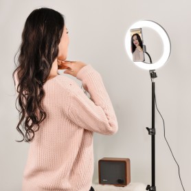 Selfie sur pied avec anneau lumineux et support téléphone RL10 Wi Light