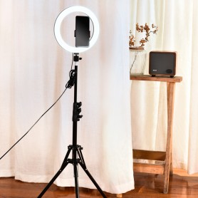 Selfie sur pied avec anneau lumineux et support téléphone RL10 Wi Light