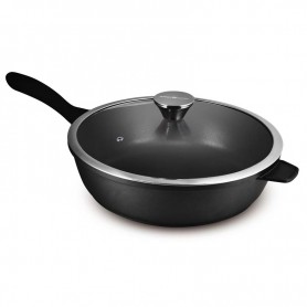 SAUTEUSE NOIRE FONTE D'ALUMINIUM 28CM AVEC COUVERCLE TFI DURAND DUPONT
