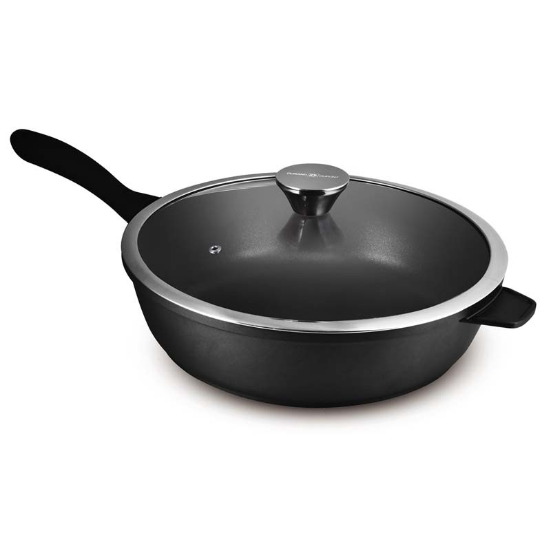 SAUTEUSE NOIRE FONTE D'ALUMINIUM 28CM AVEC COUVERCLE TFI DURAND DUPONT