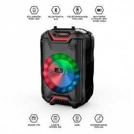 Enceinte LED bluetooth avec jeu de lumière et micro BOOMLED Dynabass