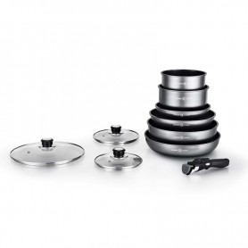 Batterie De Cuisine 10 Pcs Avec Poignée Amovible Et Couvercles TFI - Reconditionné