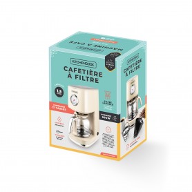 Cafetière style rétro avec filtre nylon réutilisable RETRO COFFEE crème Kitchencook