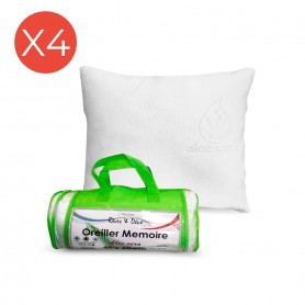 Lot de 4 oreillers mémoire de forme Aloe Vera 40x60 cm