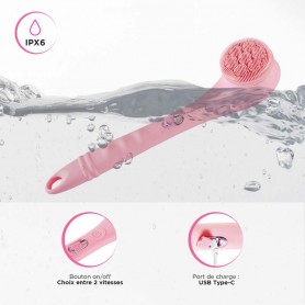 Brosse de douche électrique rose sans fil 4en1 CLEANBODY Yoghi