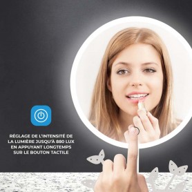 Miroir de table blanc avec LED et porte-bijoux recharcheable MIZO de Yoghi