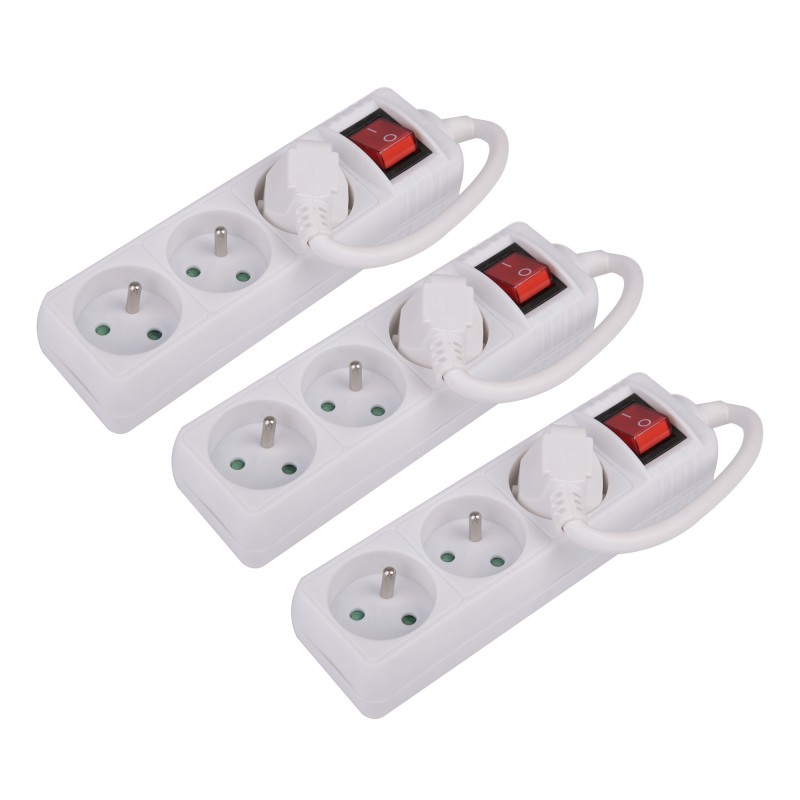 Lot de 3 Multiprises blanche 3 prises avec protection FNB_03K_X3 de la marque Pullman