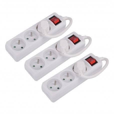 Lot de 3 Multiprises blanche 3 prises avec protection FNB_03K_X3 de la marque Pullman
