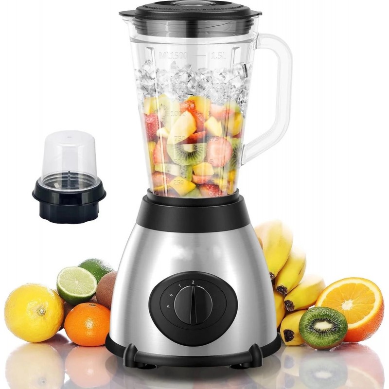 Blender et fabricant de smoothies avec moulin à café & épices 800W 1,5 litre 3 vitesses en Acier inoxydable de Royalty Line