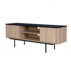 MEMPHIS MEUBLE TV 2 PORTES - DÉCOR BOIS ET NOIR FAMEMPHISMTV2P