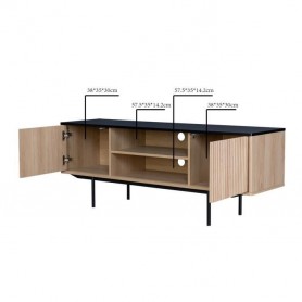 MEMPHIS MEUBLE TV 2 PORTES - DÉCOR BOIS ET NOIR FAMEMPHISMTV2P