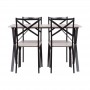 COUNTRY TABLE + 4 CHAISE - EN MDF FINITION PVC - COULEUR GRIS ET NOIR HT20C205