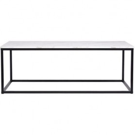 MABLE TABLE BASSE RECTANGULAIRE - DÉCOR MARBRE PIÉTEMENT MÉTAL NOIR HT20C39REC