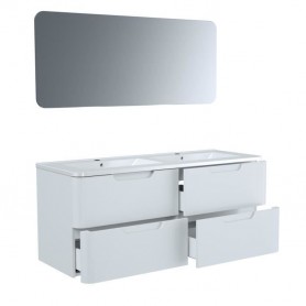 RONDO 120 MEUBLE DE SALLE DE BAIN SUSPENDU - 4 TIROIRS + VASQUE - BLANC RONDOSET120WHT
