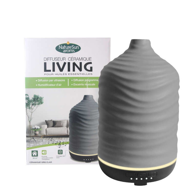 DIFFUSEUR D'HUILES ESSENTIELLES LIVING CÉRAMIQUE GRIS CLAIR - NATUR'SUN AROMS