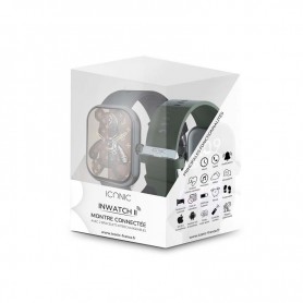 MONTRE CONNECTÉE CADRAN NOIR 2 BRACELETS SILICONE NOIR ET KAKI INWATCH II BLACK ICONIC