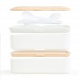 Lunch box hermétique 2 compartiments et couverts KWOOD2 blanc