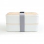 Lunch box hermétique 2 compartiments et couverts KWOOD2 blanc