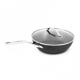 Sauteuse Aluminium Forge 26cm 2.9l Effet Pierre Couvercle Verre TFI