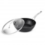 Sauteuse Aluminium Forge 26cm 2.9l Effet Pierre Couvercle Verre TFI