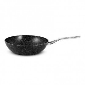WOK ALUMINIUM FORGE 28CM 3.4L EFFET PIERRE COUVERCLE VERRE TFI HIGHT_WOK28TFI DURAND DUPONT