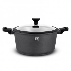 FAITOUT EN FONTE D'ALUMINIUM ANTI-ADHESIF 28CM 6.5L COUVERCLE VERRE TREMPE ET SILICONE TFI CHAMBORD DURAND DUPONT