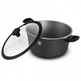 FAITOUT EN FONTE D'ALUMINIUM ANTI-ADHESIF 28CM 6.5L COUVERCLE VERRE TREMPE ET SILICONE TFI CHAMBORD DURAND DUPONT