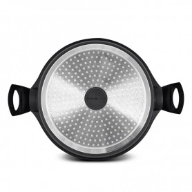 FAITOUT EN FONTE D'ALUMINIUM ANTI-ADHESIF 28CM 6.5L COUVERCLE VERRE TREMPE ET SILICONE TFI CHAMBORD DURAND DUPONT