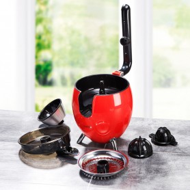 Presse agrumes double cônes avec filtre en acier PRESSPOD rouge Kitchencook