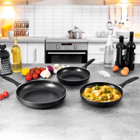SET 3 POÊLES 24CM,28CM,32CM ALUMINIUM TFSI KYANITE 242832P DE KITCHENCOOK