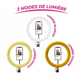 Trépied selfie avec anneau lumineux 3 couleurs RL1 Wi Light